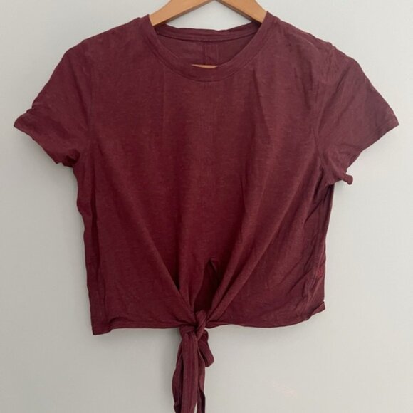 Lululemon Time To Restore Short Sleeve Heathered Dark Sport Red Size 6 - Picture 1 of 3